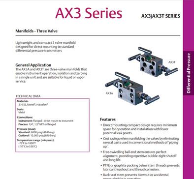AGI AX3-AX3T 3 Valve DP Manifolds